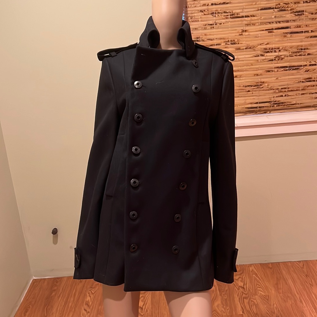 Dondup Italian Black Wool Peacoat In Black Size Eu 50 Or M